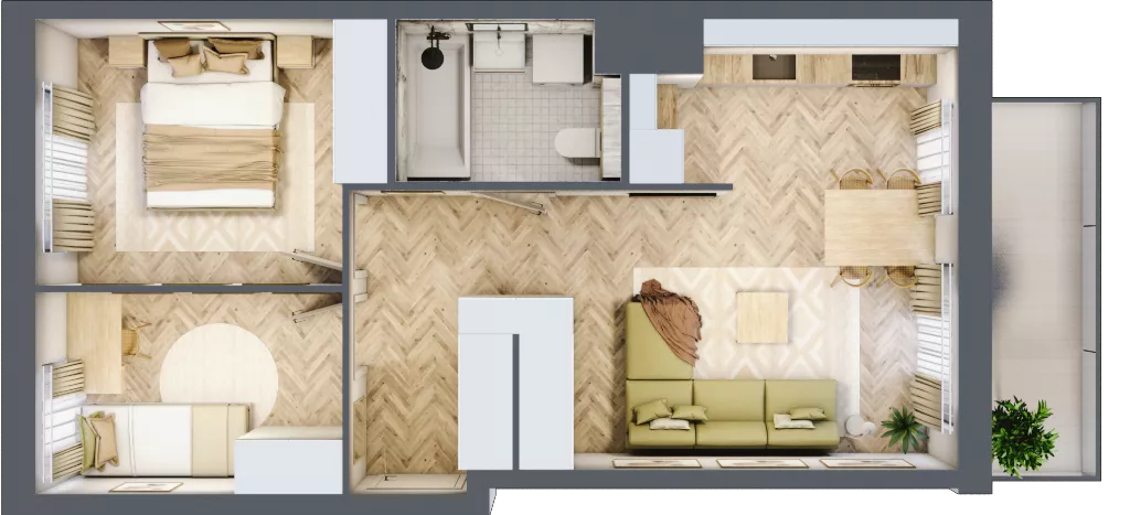 3 pokoje, mieszkanie 50,60 m², piętro 1, oferta nr A.P1.03, Mirabelki 5, Warszawa, Białołęka, Brzeziny, ul. Mirabelki 5