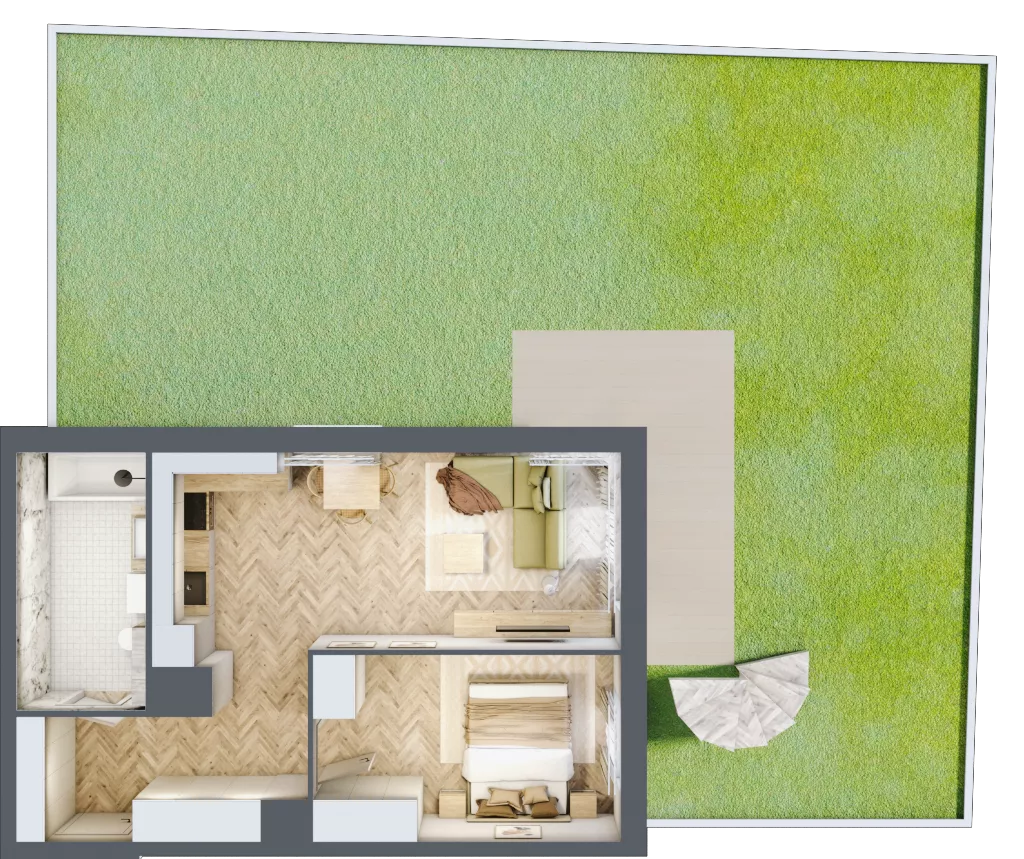 2 pokoje, mieszkanie 46,92 m², parter, oferta nr B.P0.11, Mirabelki 5, Warszawa, Białołęka, Brzeziny, ul. Mirabelki 5