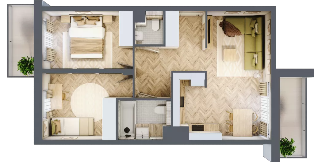 3 pokoje, mieszkanie 55,77 m², piętro 1, oferta nr B.P1.25, Mirabelki 5, Warszawa, Białołęka, Brzeziny, ul. Mirabelki 5