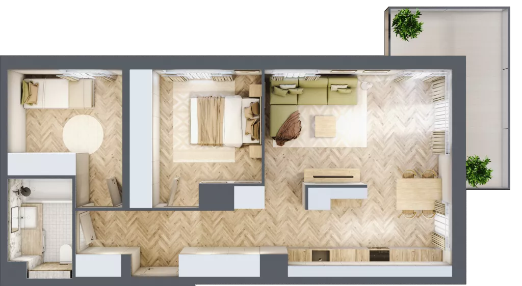 3 pokoje, mieszkanie 64,19 m², piętro 1, oferta nr B.P1.26, Mirabelki 5, Warszawa, Białołęka, Brzeziny, ul. Mirabelki 5