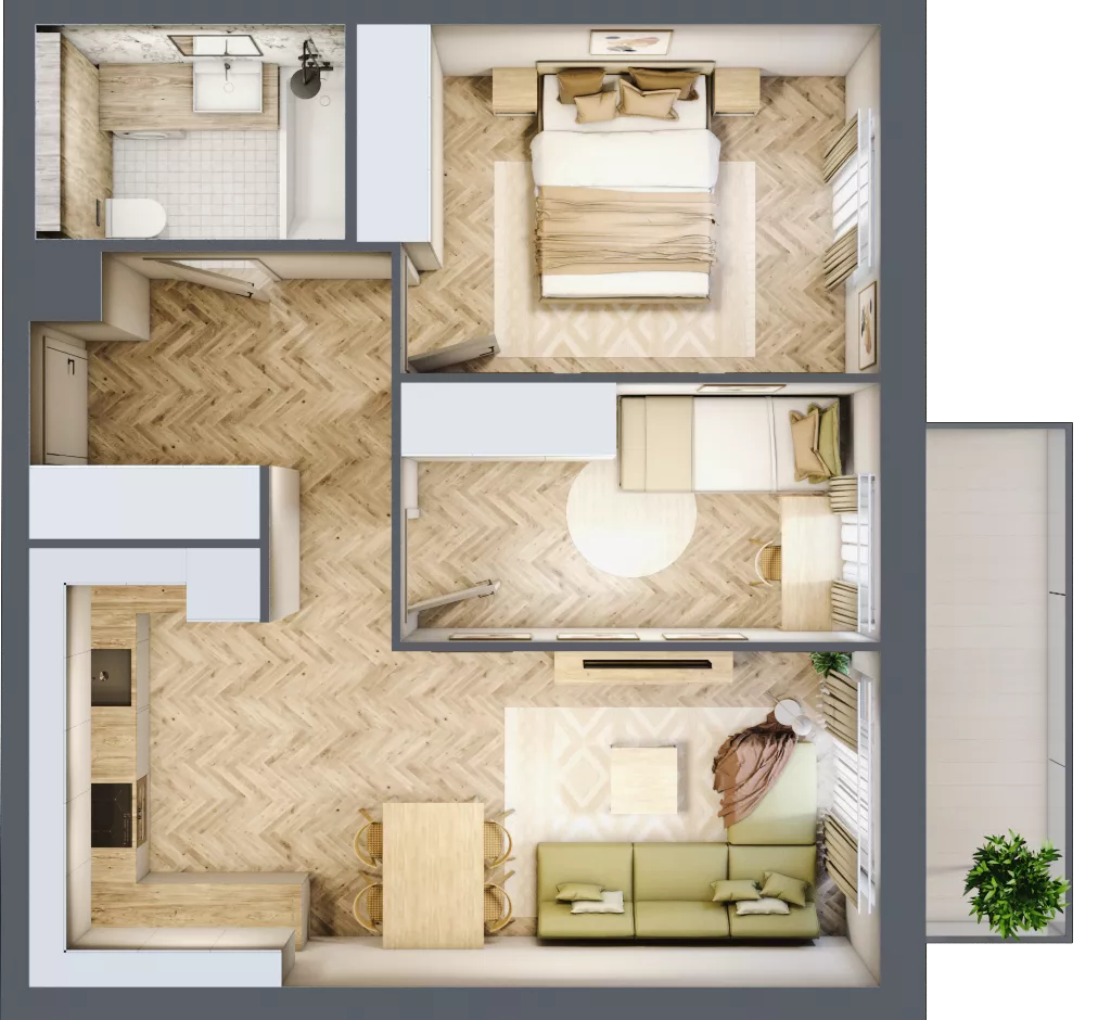 3 pokoje, mieszkanie 52,93 m², piętro 1, oferta nr B.P1.29, Mirabelki 5, Warszawa, Białołęka, Brzeziny, ul. Mirabelki 5