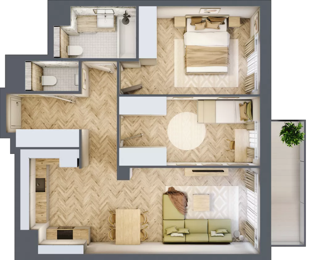 3 pokoje, mieszkanie 63,21 m², piętro 2, oferta nr B.P2.31, Mirabelki 5, Warszawa, Białołęka, Brzeziny, ul. Mirabelki 5
