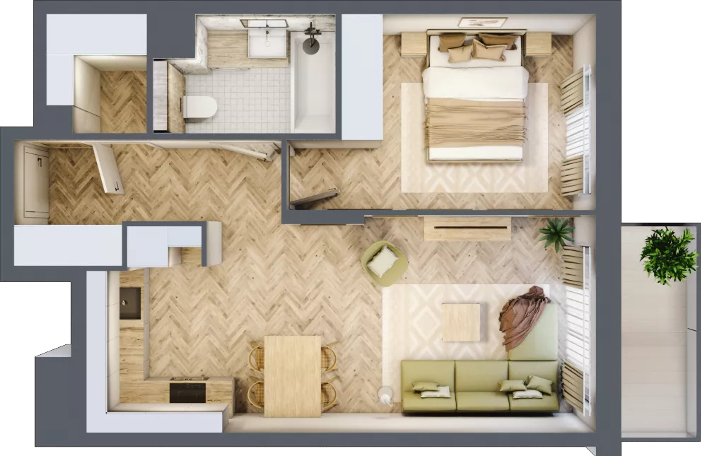 2 pokoje, mieszkanie 47,26 m², piętro 2, oferta nr B.P2.32, Mirabelki 5, Warszawa, Białołęka, Brzeziny, ul. Mirabelki 5