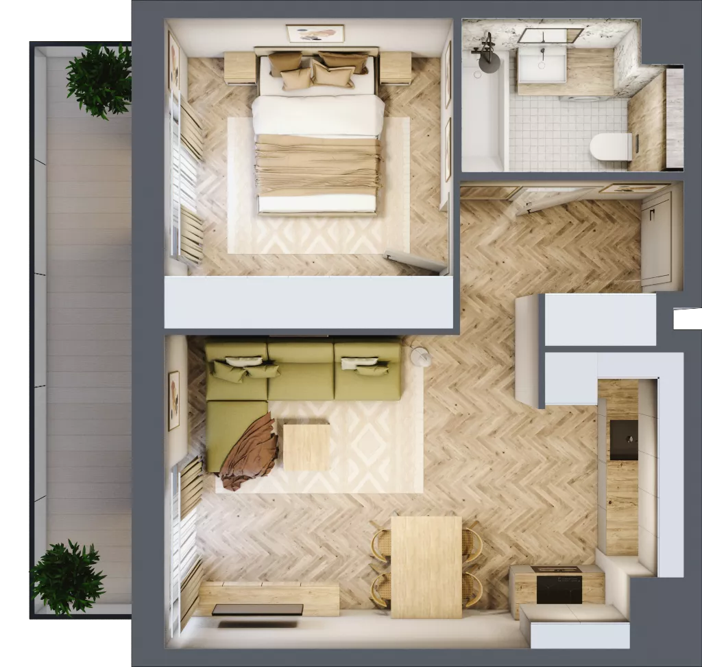 2 pokoje, mieszkanie 41,03 m², piętro 2, oferta nr B.P2.35, Mirabelki 5, Warszawa, Białołęka, Brzeziny, ul. Mirabelki 5