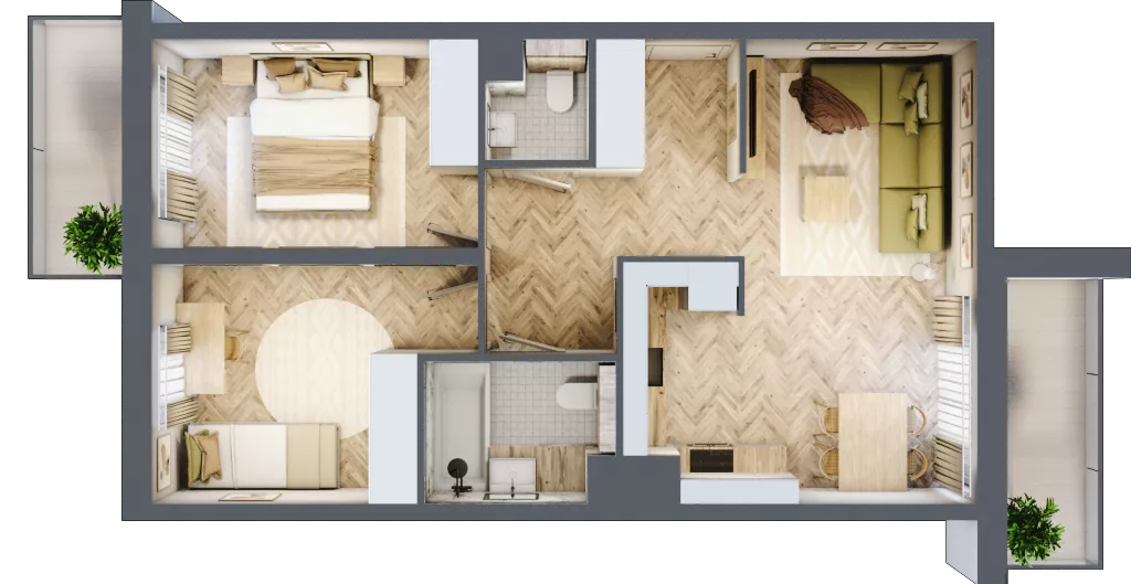 3 pokoje, mieszkanie 55,86 m², piętro 2, oferta nr B.P2.37, Mirabelki 5, Warszawa, Białołęka, Brzeziny, ul. Mirabelki 5