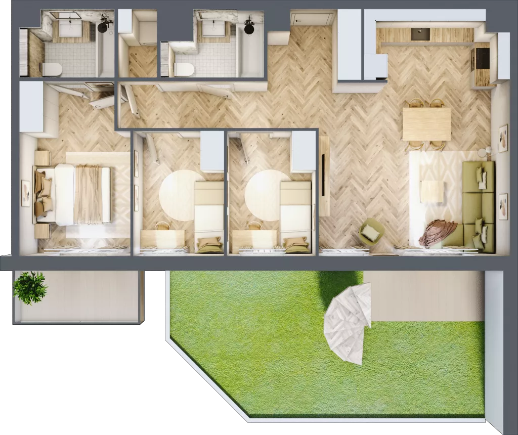 4 pokoje, mieszkanie 75,64 m², parter, oferta nr C.P0.46, Mirabelki 5, Warszawa, Białołęka, Brzeziny, ul. Mirabelki 5