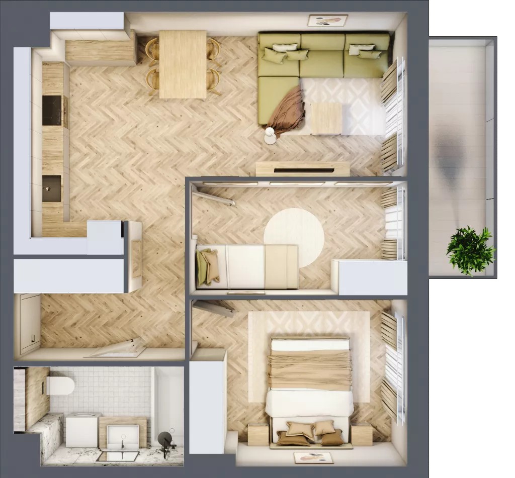 3 pokoje, mieszkanie 52,98 m², piętro 1, oferta nr C.P1.61, Mirabelki 5, Warszawa, Białołęka, Brzeziny, ul. Mirabelki 5