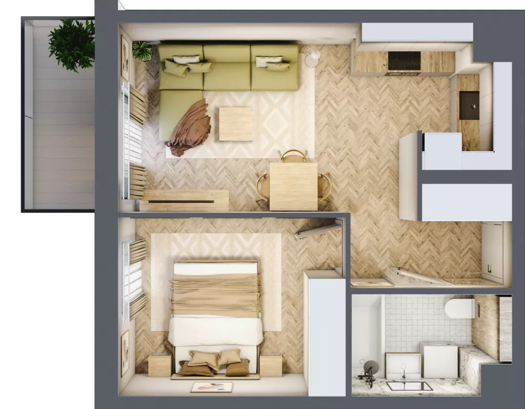 2 pokoje, mieszkanie 36,66 m², piętro 2, oferta nr C.P2.66, Mirabelki 5, Warszawa, Białołęka, Brzeziny, ul. Mirabelki 5