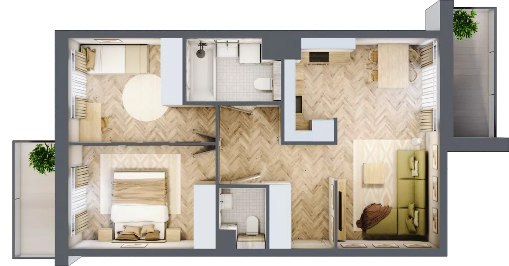 3 pokoje, mieszkanie 57,07 m², piętro 2, oferta nr C.P2.68, Mirabelki 5, Warszawa, Białołęka, Brzeziny, ul. Mirabelki 5