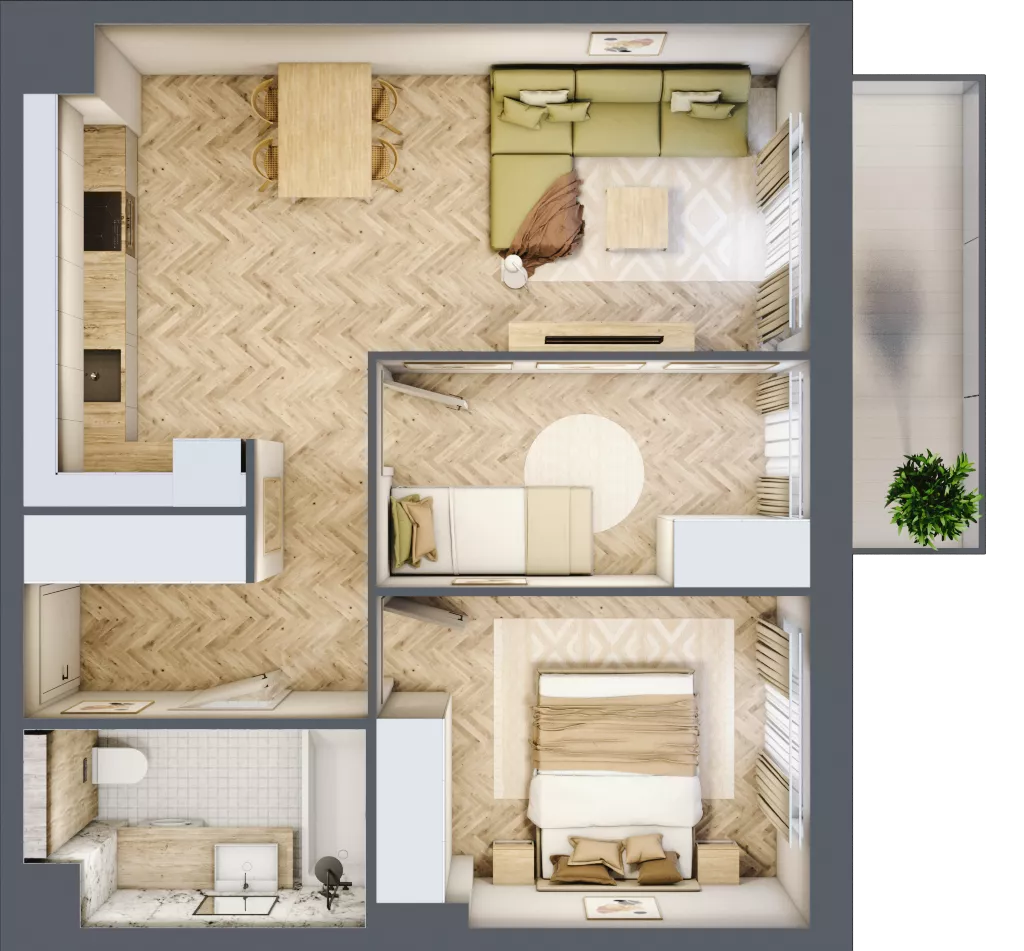 3 pokoje, mieszkanie 53,14 m², piętro 2, oferta nr C.P2.73, Mirabelki 5, Warszawa, Białołęka, Brzeziny, ul. Mirabelki 5