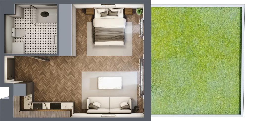 1 pokój, mieszkanie 35,85 m², parter, oferta nr B.0.7, Jabłonova Bud. B, Piaseczno, ul. Jabłoniowa