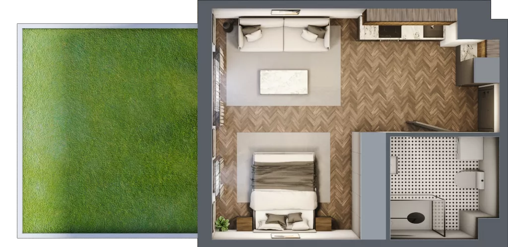 1 pokój, mieszkanie 35,30 m², parter, oferta nr B.0.21, Jabłonova Bud. B, Piaseczno, ul. Jabłoniowa