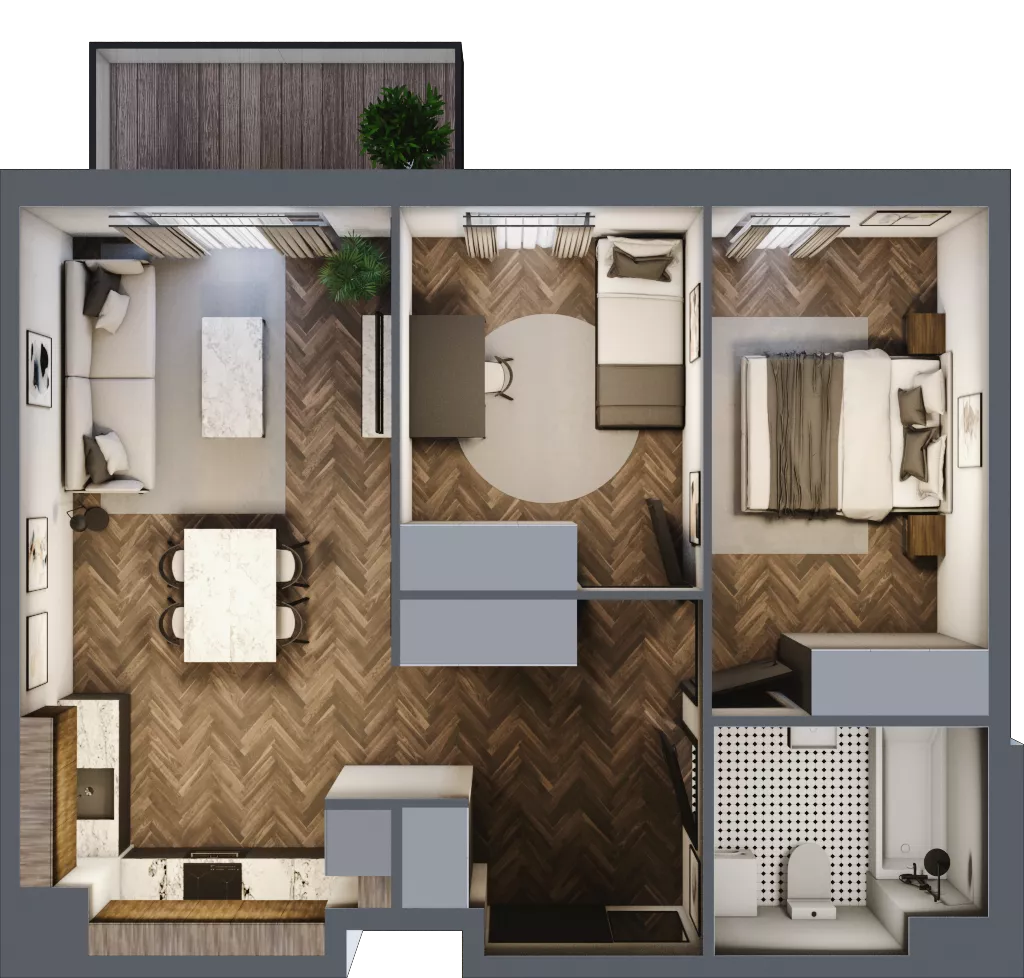 3 pokoje, mieszkanie 56,42 m², piętro 4, oferta nr B.4.108, Jabłonova Bud. B, Piaseczno, ul. Jabłoniowa