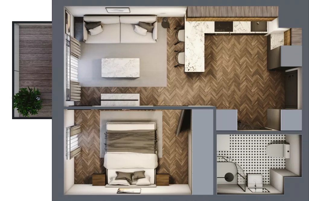 2 pokoje, mieszkanie 34,93 m², piętro 2, oferta nr B.2.63, Jabłonova Bud. B, Piaseczno, ul. Jabłoniowa