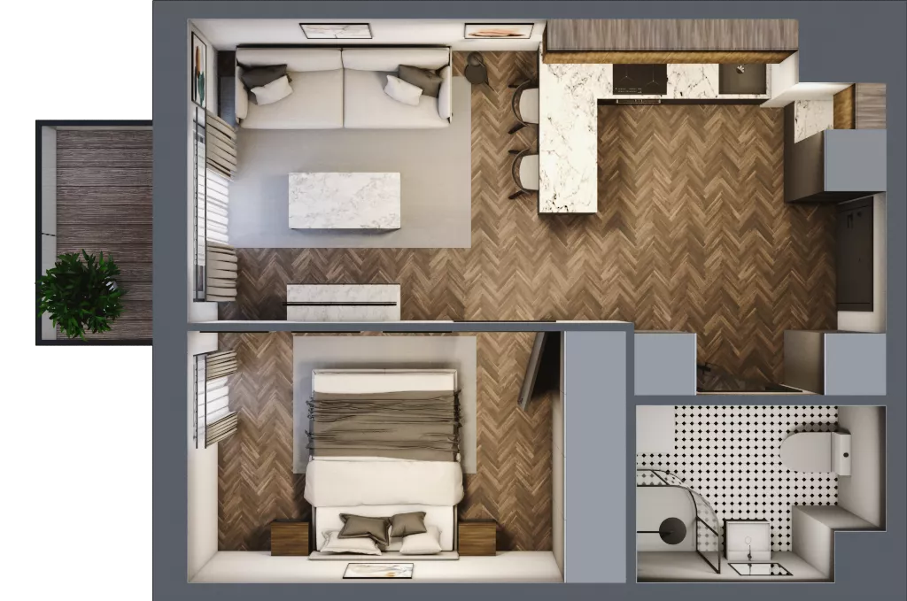 2 pokoje, mieszkanie 35,42 m², piętro 1, oferta nr B.1.42, Jabłonova Bud. B, Piaseczno, ul. Jabłoniowa