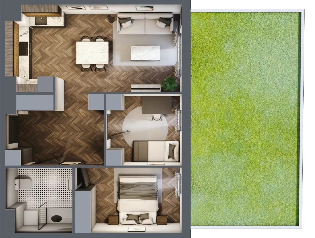 3 pokoje, mieszkanie 56,33 m², parter, oferta nr B.0.9, Jabłonova Bud. B, Piaseczno, ul. Jabłoniowa