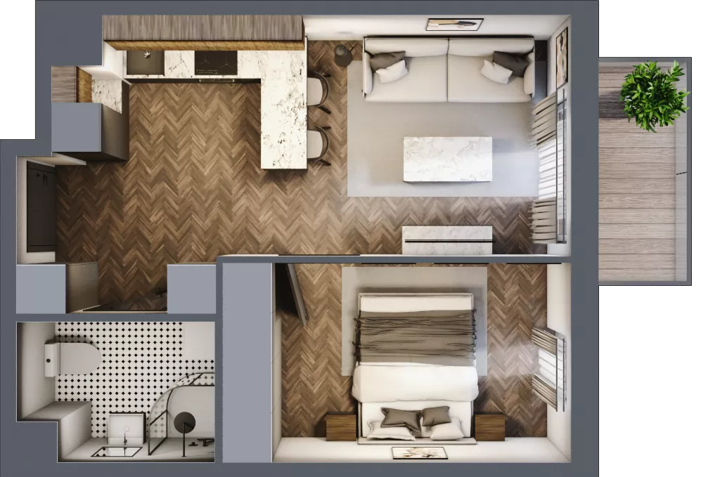 2 pokoje, mieszkanie 34,83 m², piętro 4, oferta nr B.4.105, Jabłonova Bud. B, Piaseczno, ul. Jabłoniowa