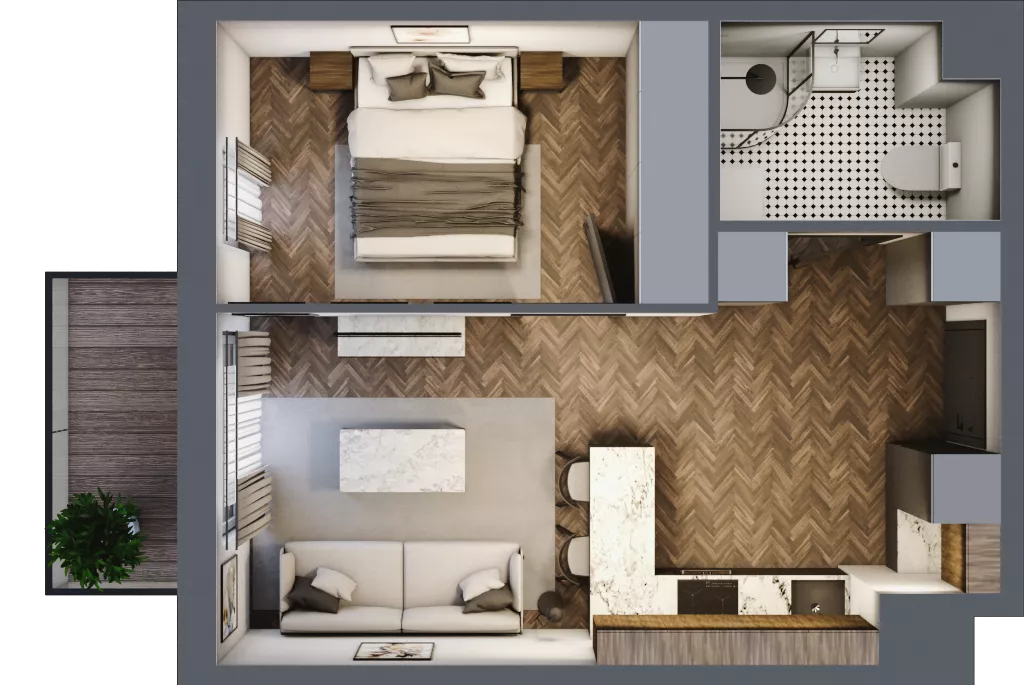 2 pokoje, mieszkanie 35,92 m², piętro 1, oferta nr B.1.36, Jabłonova Bud. B, Piaseczno, ul. Jabłoniowa