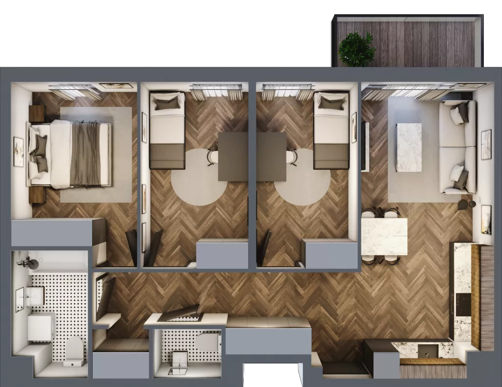 4 pokoje, mieszkanie 70,06 m², piętro 3, oferta nr B.3.78, Jabłonova Bud. B, Piaseczno, ul. Jabłoniowa