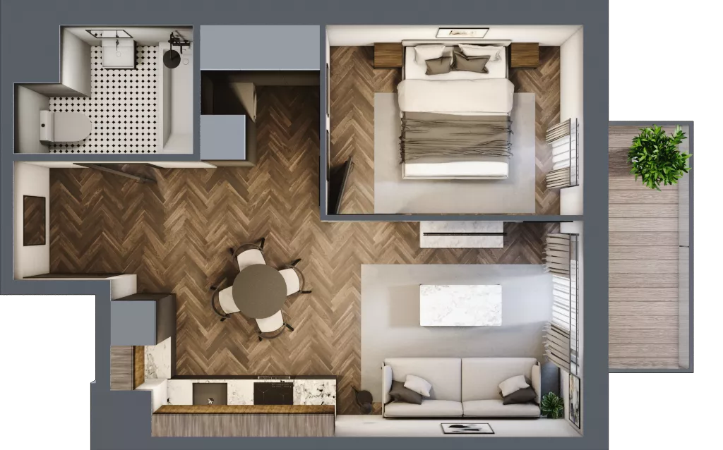 2 pokoje, mieszkanie 37,54 m², piętro 4, oferta nr B.4.100, Jabłonova Bud. B, Piaseczno, ul. Jabłoniowa