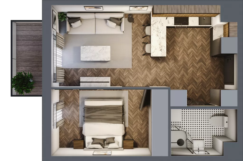 2 pokoje, mieszkanie 35,90 m², piętro 1, oferta nr B.1.40, Jabłonova Bud. B, Piaseczno, ul. Jabłoniowa