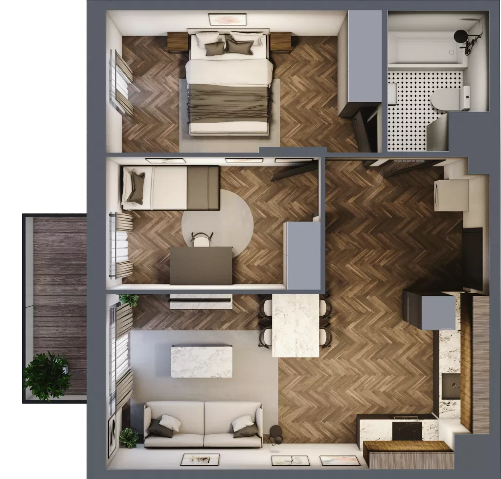 3 pokoje, mieszkanie 52,38 m², piętro 2, oferta nr B.2.75, Jabłonova Bud. B, Piaseczno, ul. Jabłoniowa