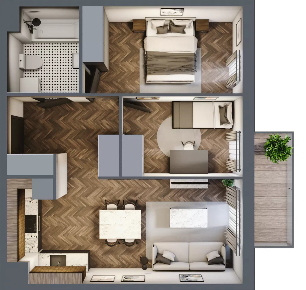 3 pokoje, mieszkanie 51,72 m², piętro 4, oferta nr B.4.107, Jabłonova Bud. B, Piaseczno, ul. Jabłoniowa
