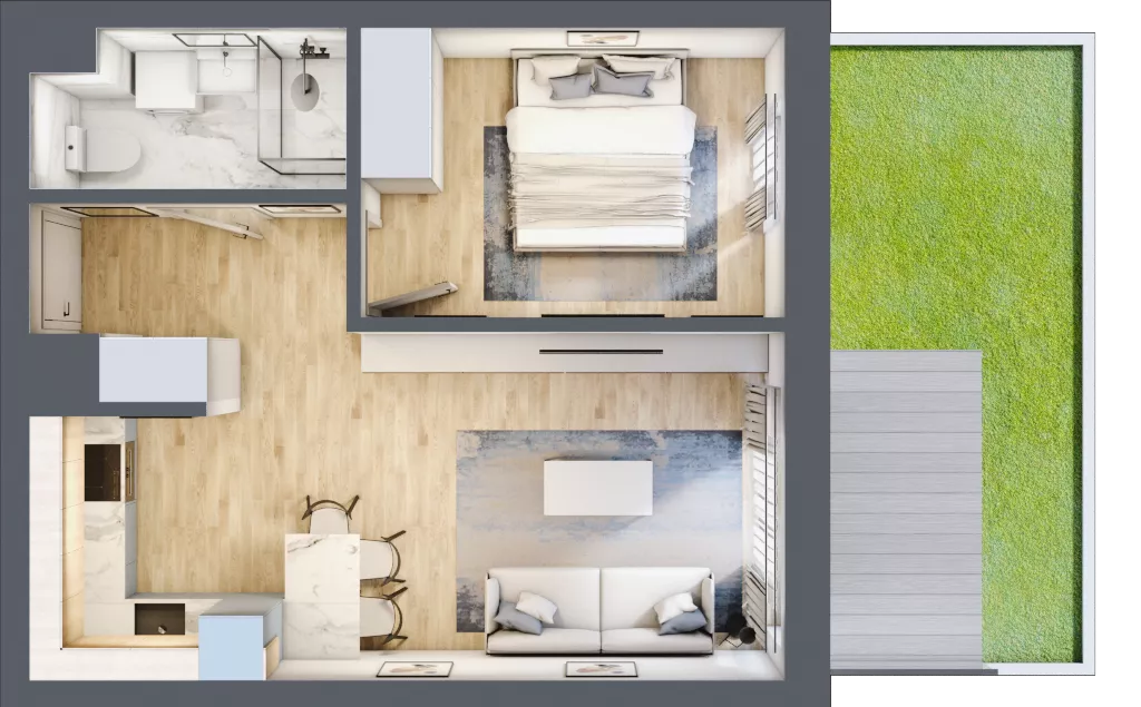 2 pokoje, mieszkanie 40,51 m², parter, oferta nr A0.06, Osiedle Kwiatowe, Mysłowice, ul. Kwiatowa