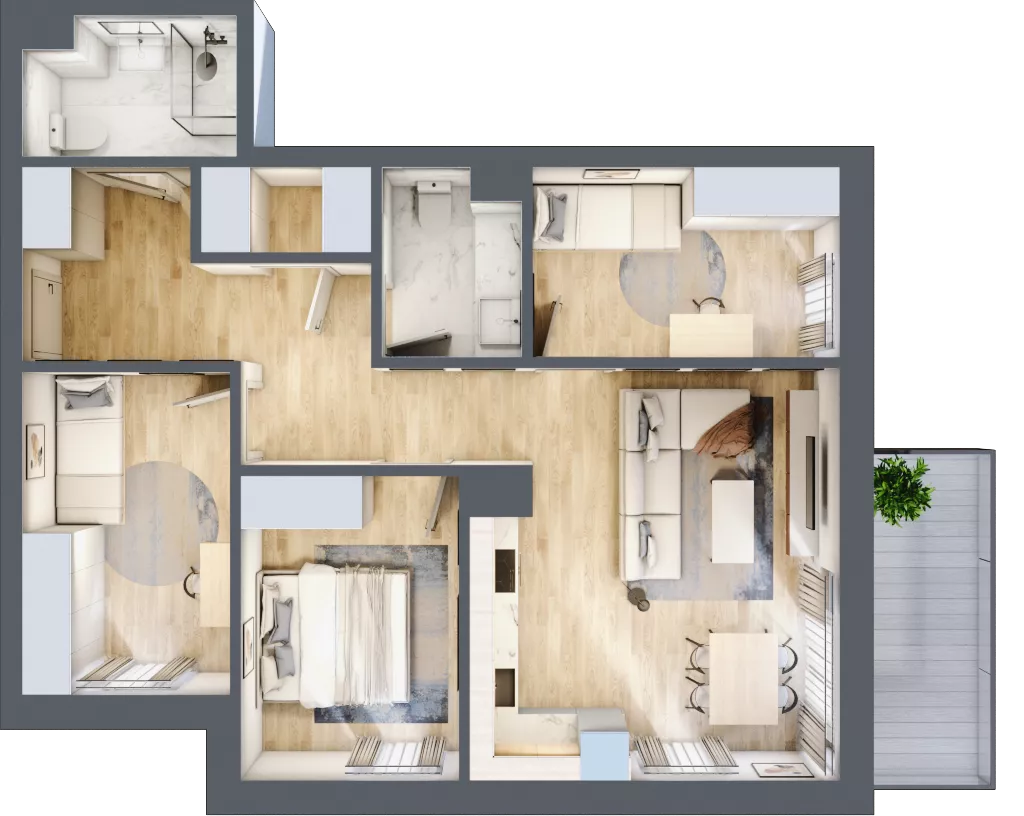 4 pokoje, mieszkanie 73,89 m², piętro 1, oferta nr A1.09, Osiedle Kwiatowe, Mysłowice, ul. Kwiatowa