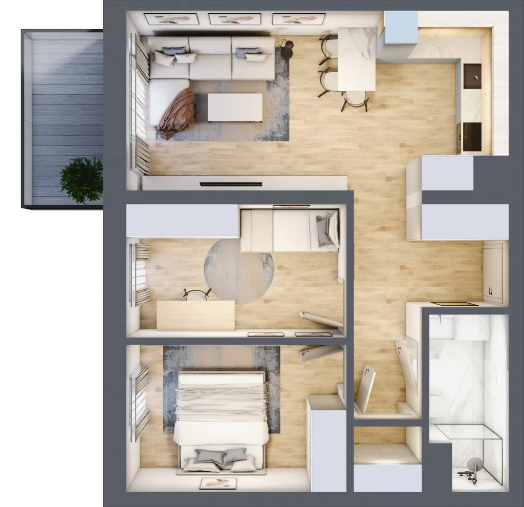 3 pokoje, mieszkanie 57,85 m², piętro 2, oferta nr A2.01, Osiedle Kwiatowe, Mysłowice, ul. Kwiatowa