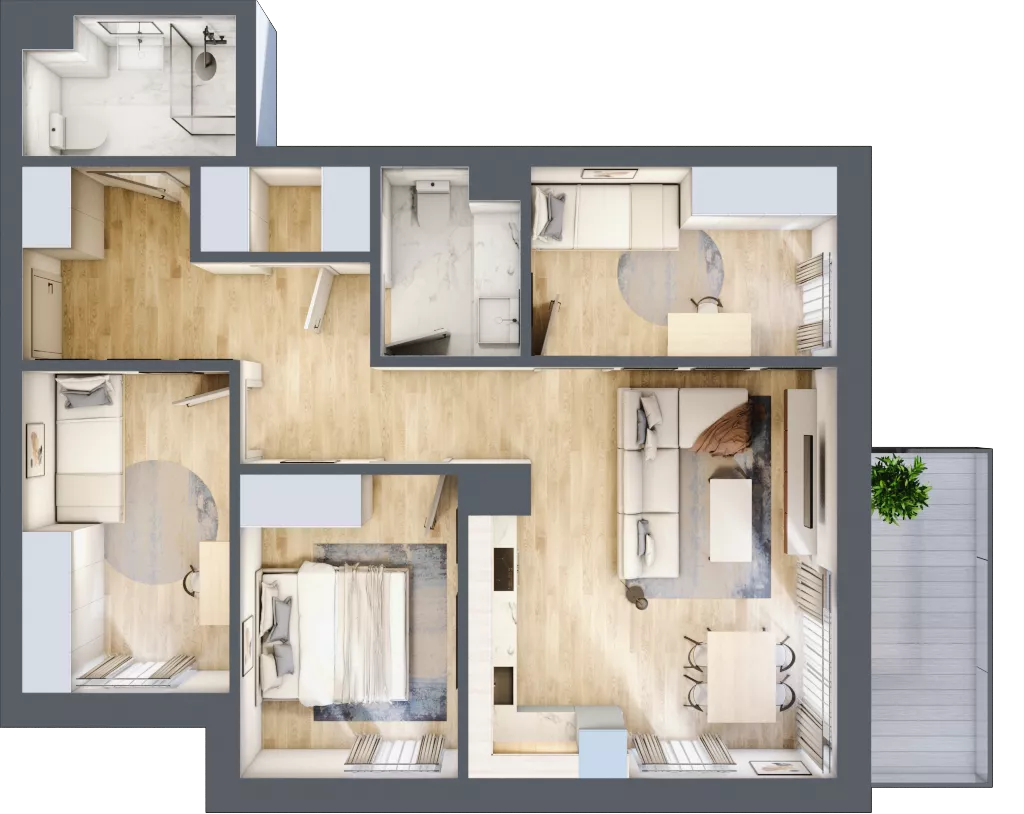 4 pokoje, mieszkanie 73,89 m², piętro 2, oferta nr A2.09, Osiedle Kwiatowe, Mysłowice, ul. Kwiatowa