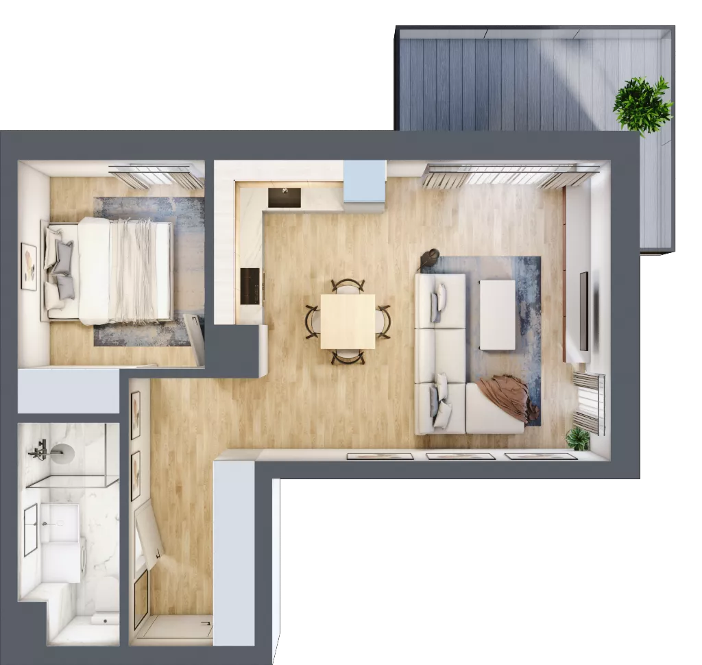 2 pokoje, mieszkanie 44,51 m², piętro 3, oferta nr A3.07, Osiedle Kwiatowe, Mysłowice, ul. Kwiatowa