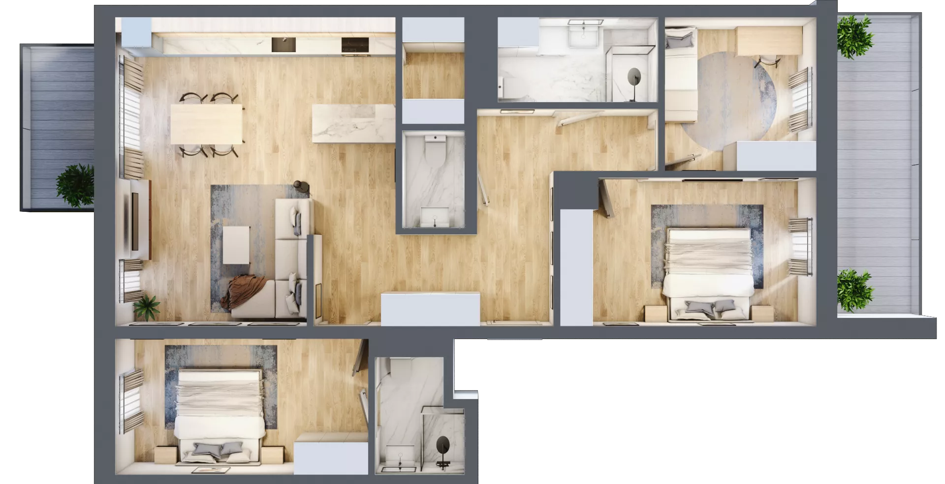 4 pokoje, mieszkanie 100,34 m², piętro 4, oferta nr A4.02, Osiedle Kwiatowe, Mysłowice, ul. Kwiatowa
