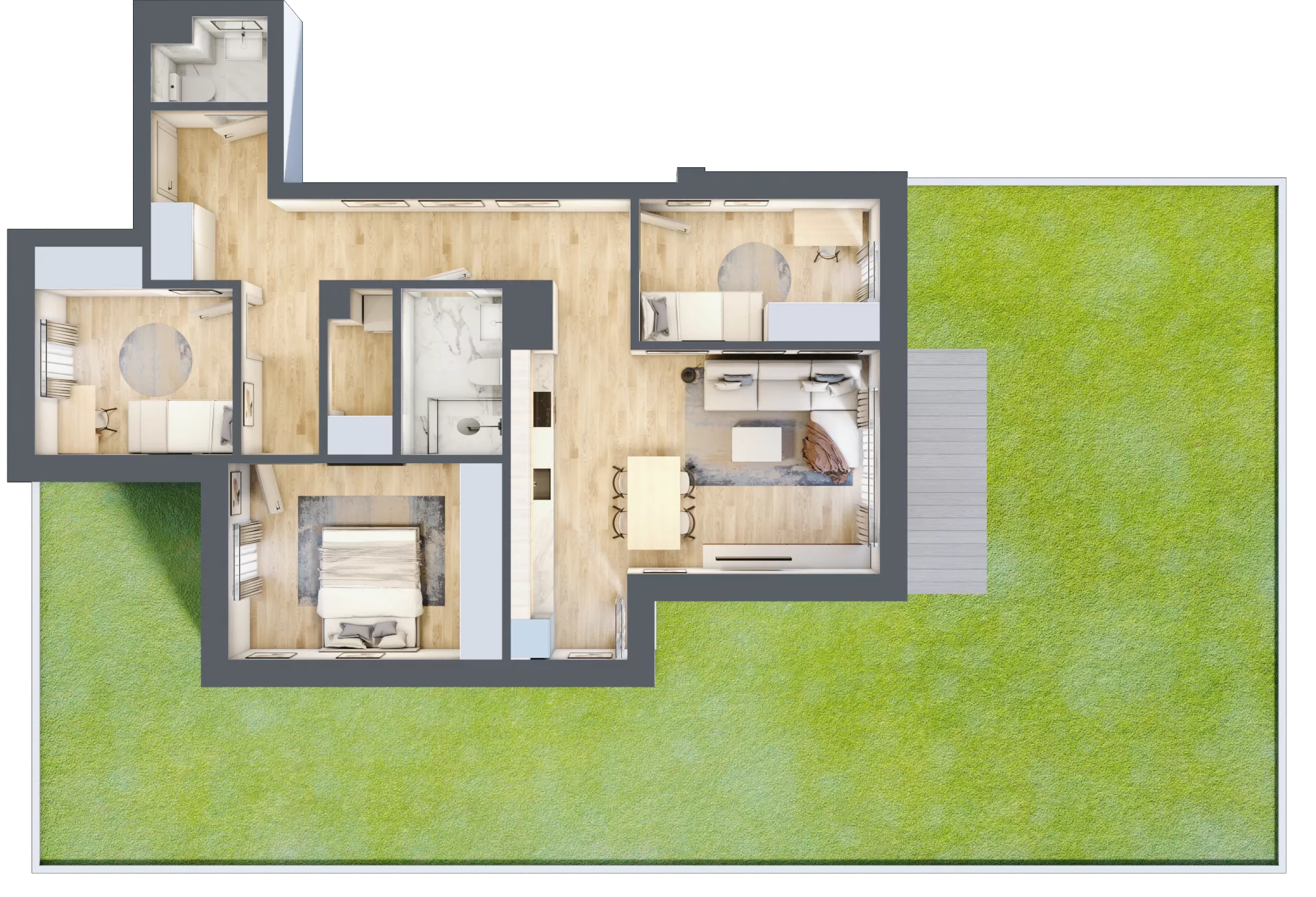 4 pokoje, mieszkanie 77,12 m², parter, oferta nr B0.04, Osiedle Kwiatowe, Mysłowice, ul. Kwiatowa