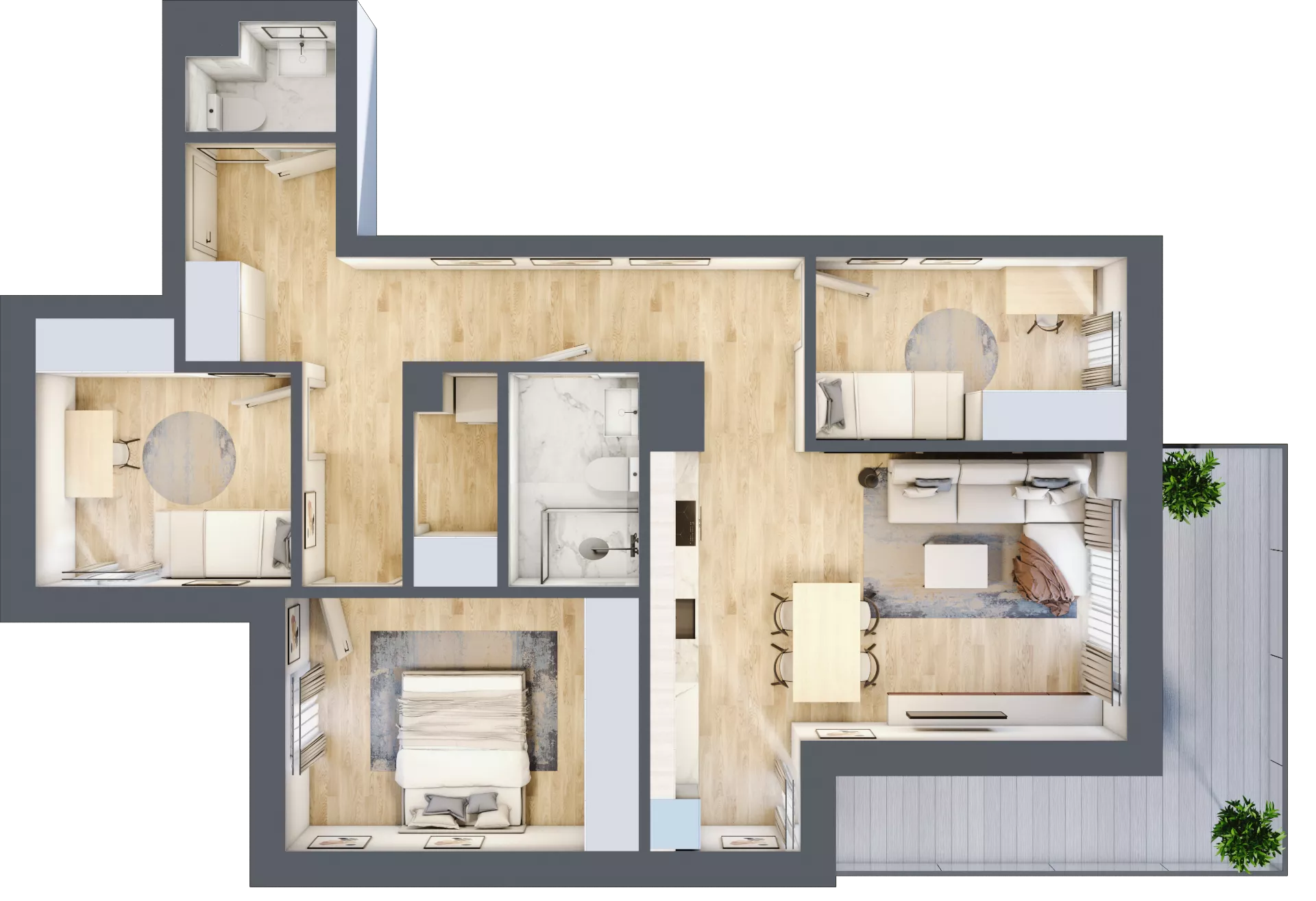 4 pokoje, mieszkanie 77,12 m², piętro 1, oferta nr B1.04, Osiedle Kwiatowe, Mysłowice, ul. Kwiatowa