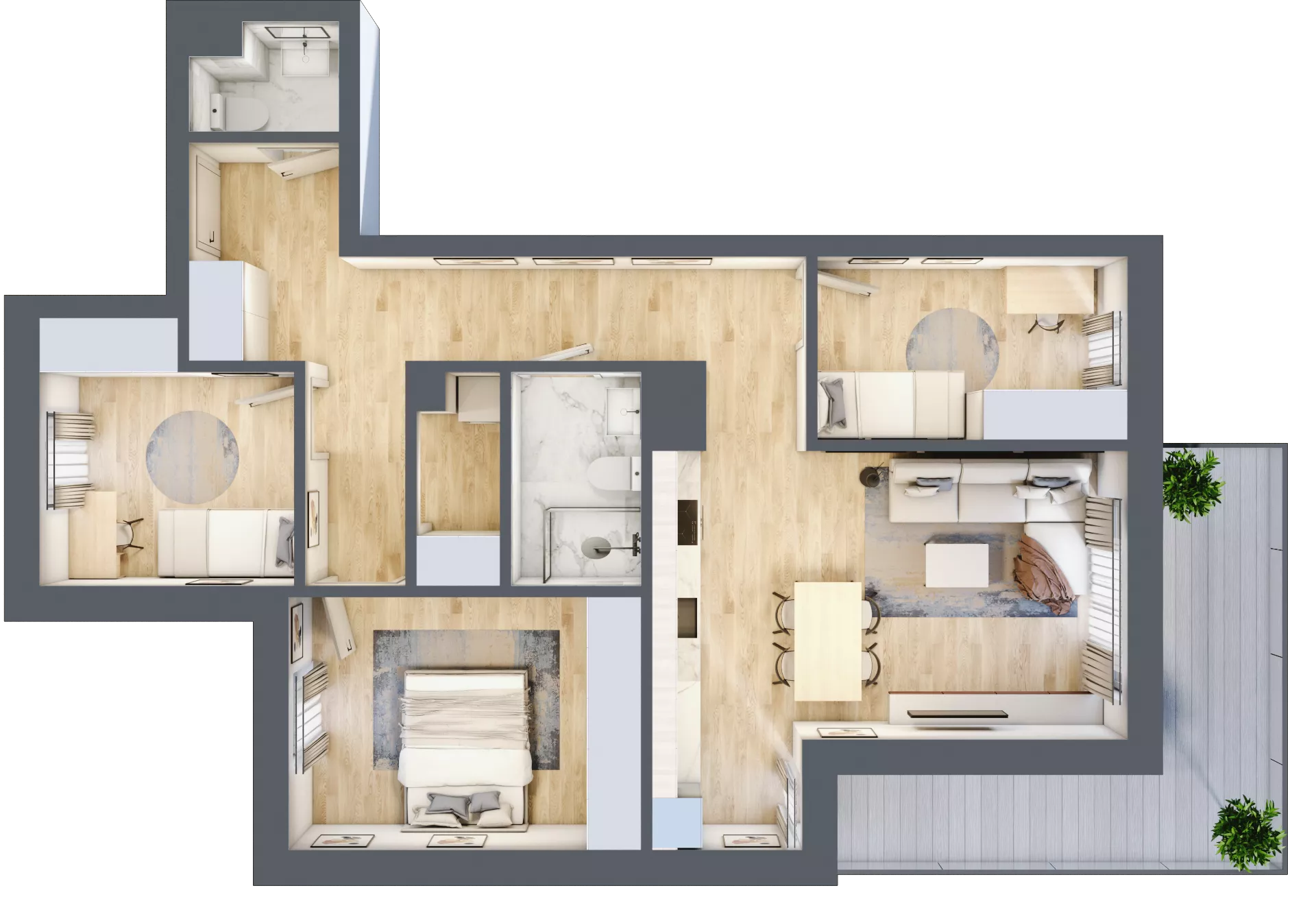 4 pokoje, mieszkanie 77,12 m², piętro 2, oferta nr B2.04, Osiedle Kwiatowe, Mysłowice, ul. Kwiatowa