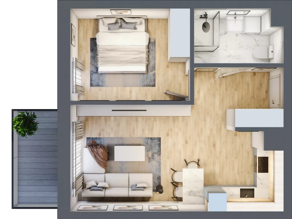 2 pokoje, mieszkanie 44,80 m², piętro 4, oferta nr B4.09, Osiedle Kwiatowe, Mysłowice, ul. Kwiatowa