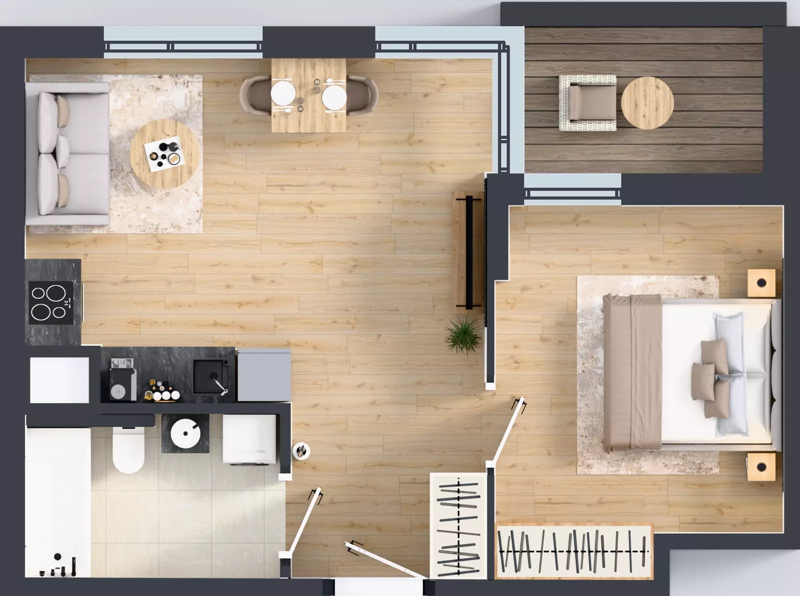 2 pokoje, mieszkanie 42,24 m², piętro 1, oferta nr E/1, Apartamenty Literacka bud. E i F, Warszawa, Bielany, Piaski, ul. Literacka