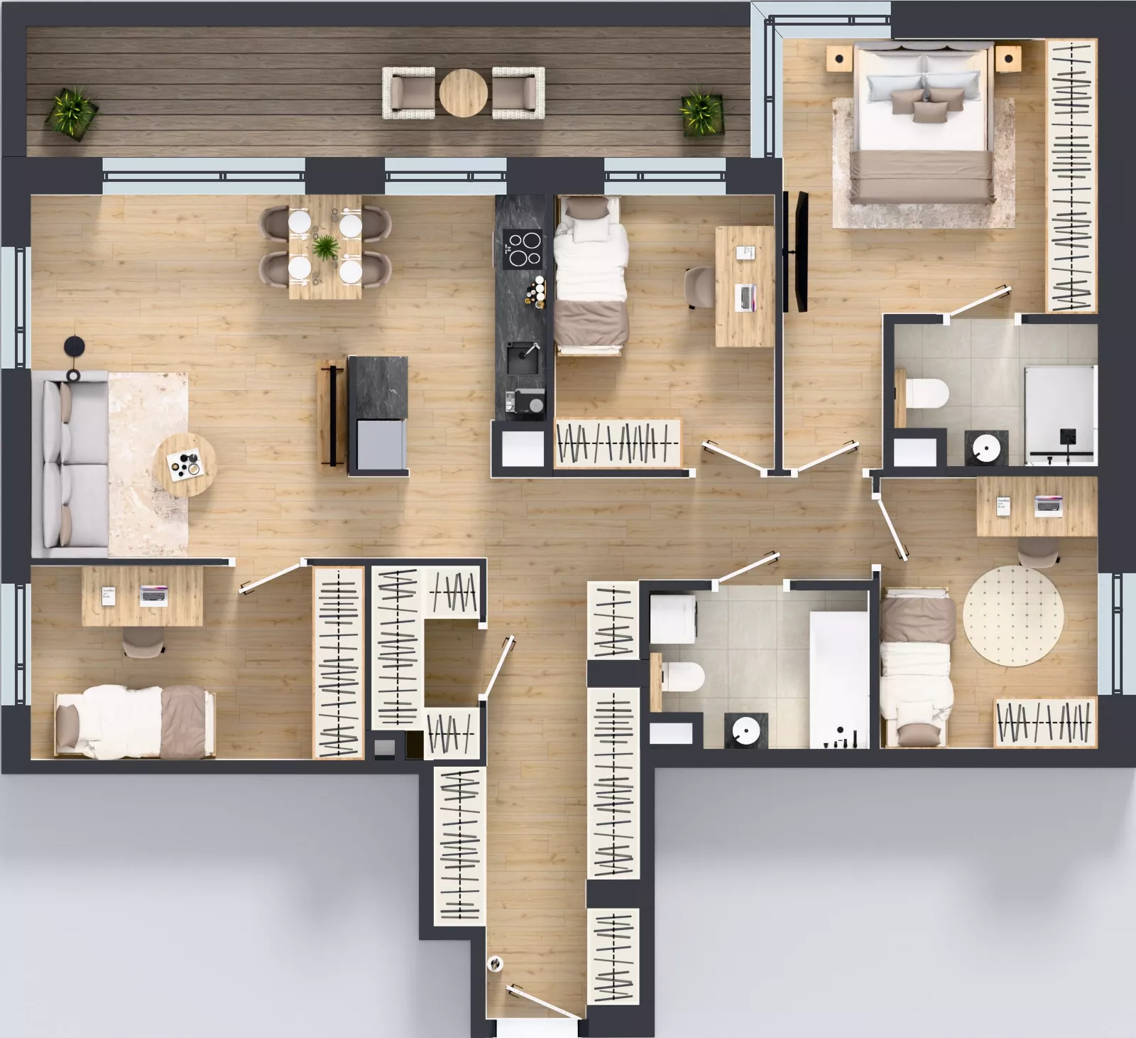 5 pokoi, mieszkanie 98,30 m², piętro 1, oferta nr E/4, Apartamenty Literacka bud. E i F, Warszawa, Bielany, Piaski, ul. Literacka