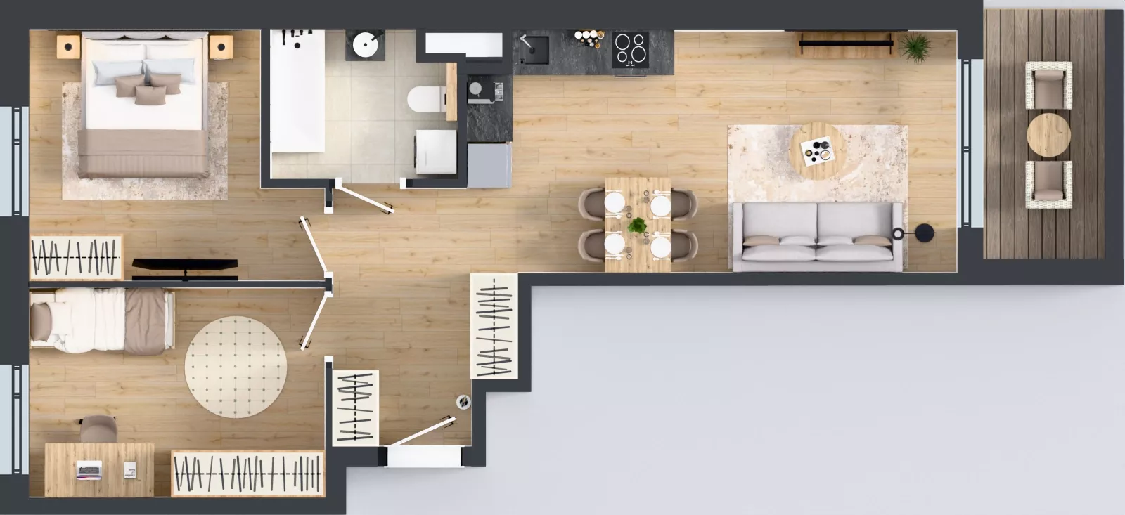 3 pokoje, mieszkanie 57,55 m², piętro 2, oferta nr E/58, Apartamenty Literacka bud. E i F, Warszawa, Bielany, Piaski, ul. Literacka