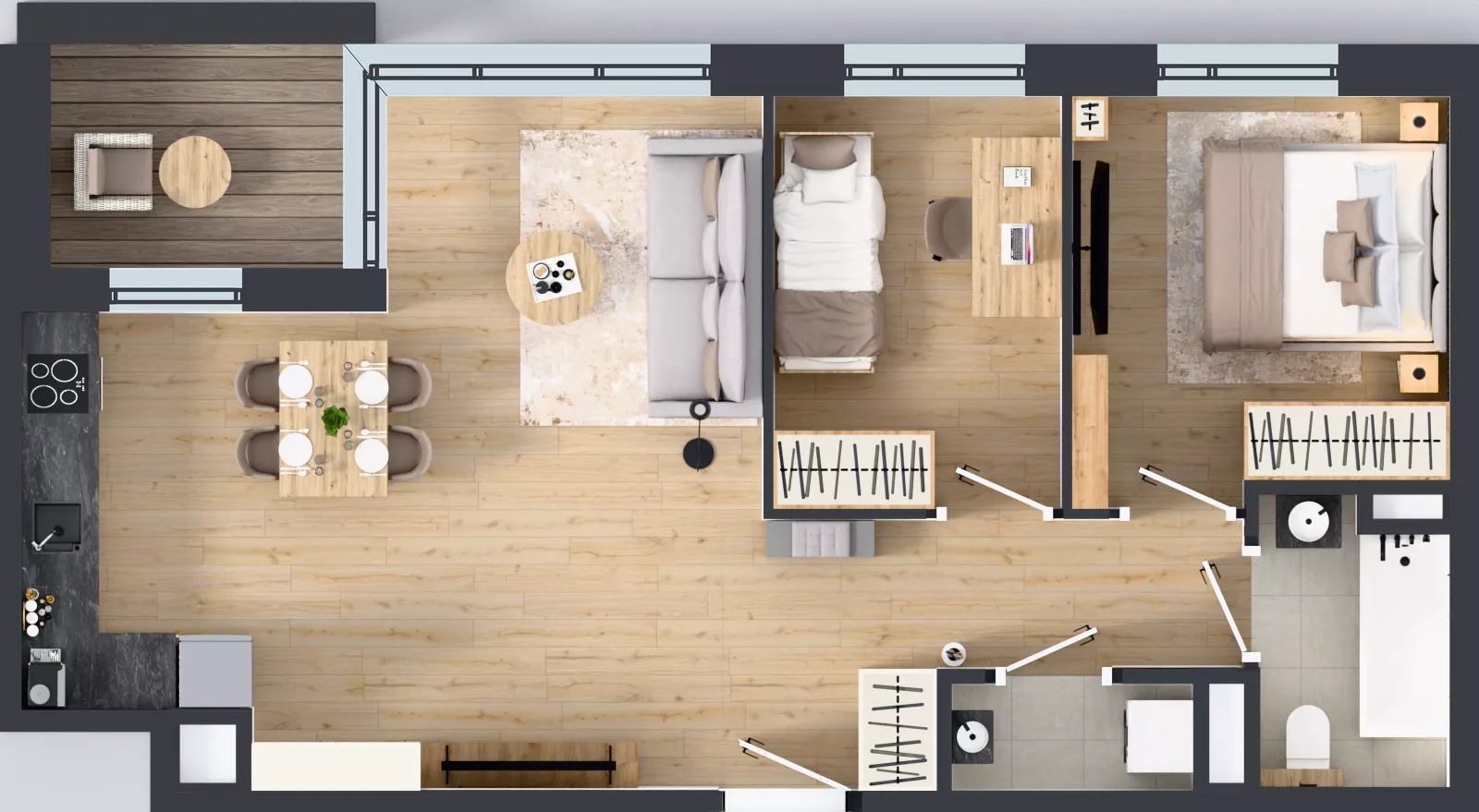 3 pokoje, mieszkanie 58,28 m², piętro 1, oferta nr E/84, Apartamenty Literacka bud. E i F, Warszawa, Bielany, Piaski, ul. Literacka