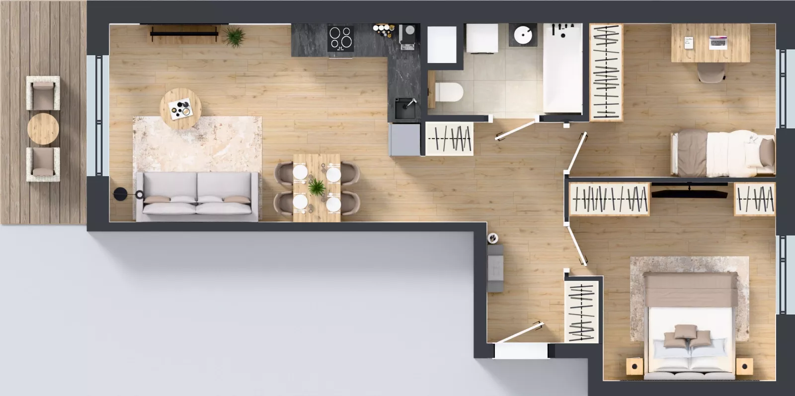 3 pokoje, mieszkanie 59,77 m², piętro 1, oferta nr E/126, Apartamenty Literacka bud. E i F, Warszawa, Bielany, Piaski, ul. Literacka
