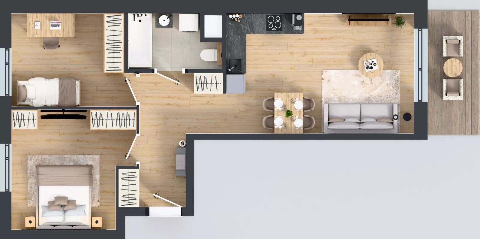 3 pokoje, mieszkanie 59,77 m², piętro 2, oferta nr E/127, Apartamenty Literacka bud. E i F, Warszawa, Bielany, Piaski, ul. Literacka