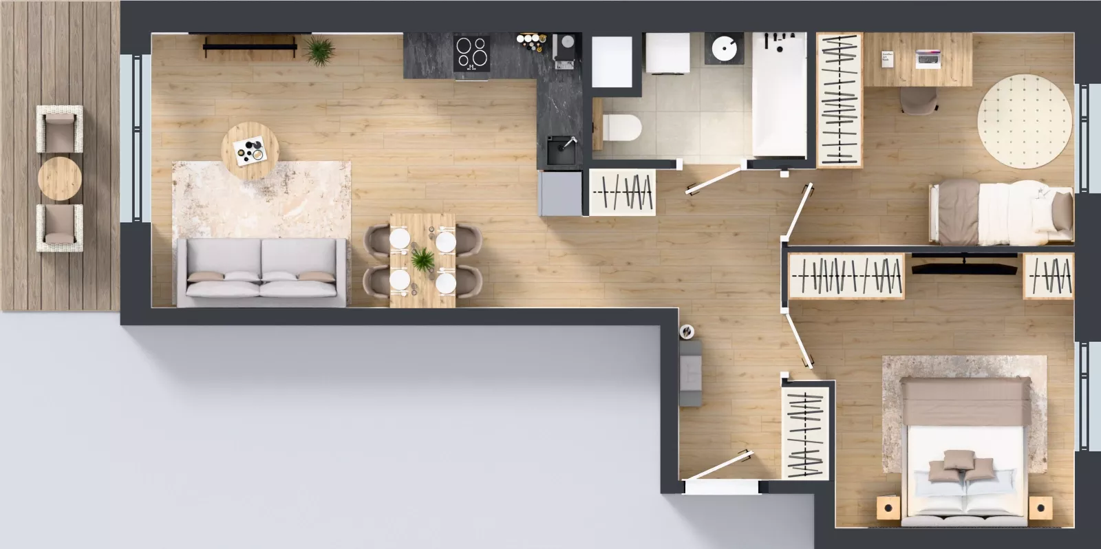 3 pokoje, mieszkanie 59,76 m², piętro 1, oferta nr E/154, Apartamenty Literacka bud. E i F, Warszawa, Bielany, Piaski, ul. Literacka