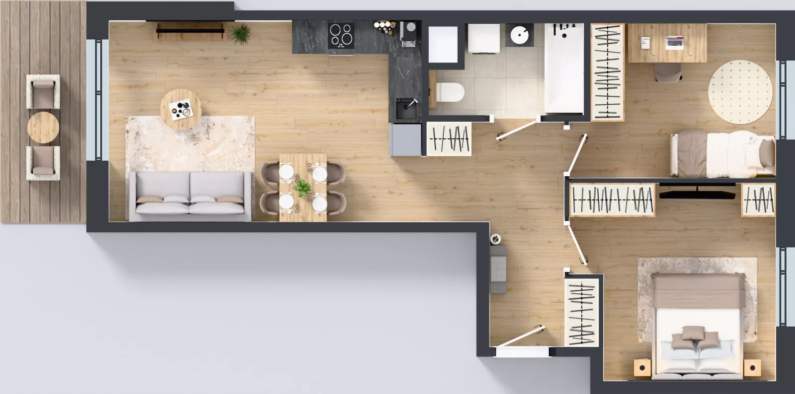 3 pokoje, mieszkanie 60,12 m², piętro 4, oferta nr E/166, Apartamenty Literacka bud. E i F, Warszawa, Bielany, Piaski, ul. Literacka