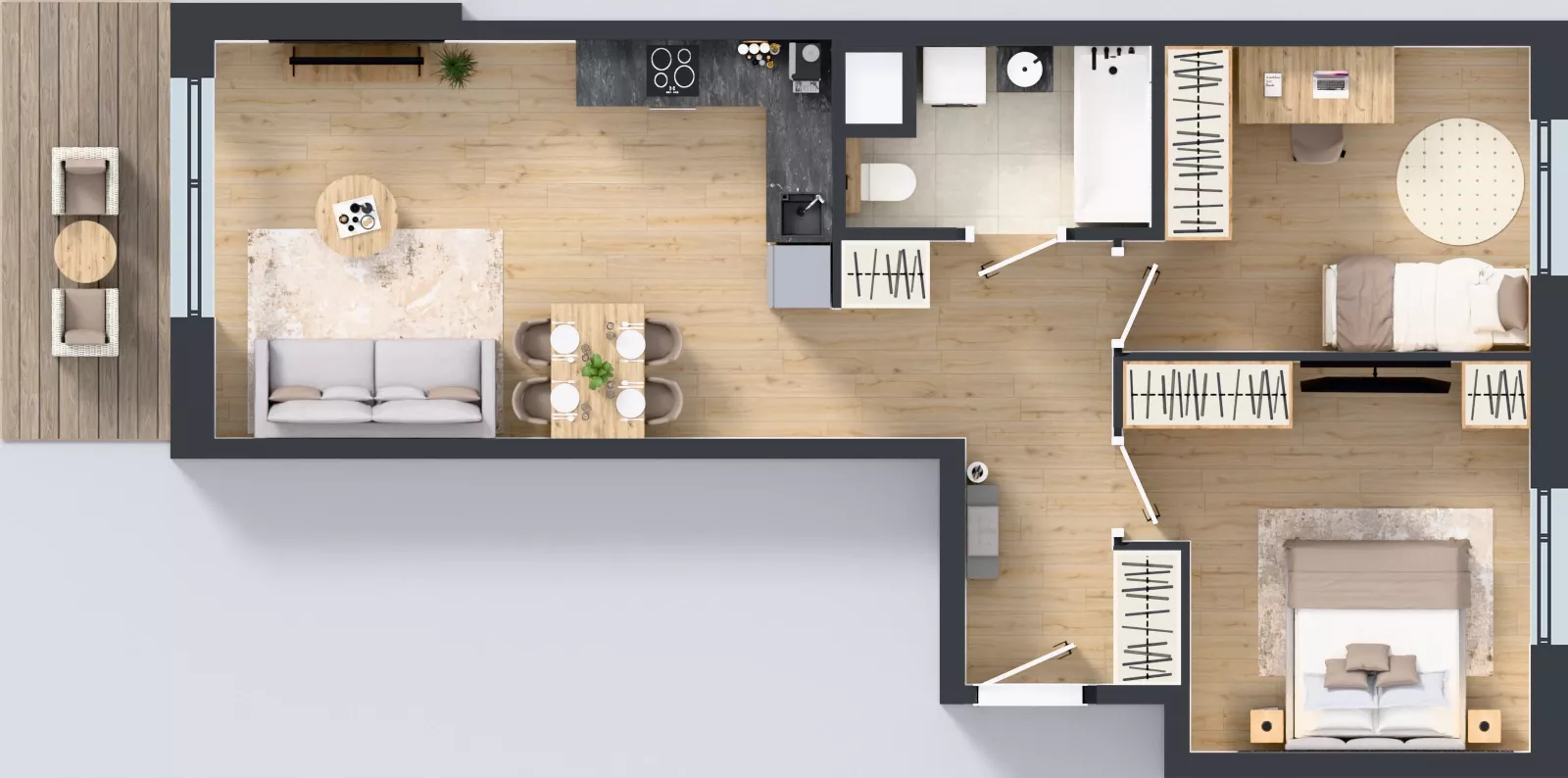 3 pokoje, mieszkanie 60,12 m², piętro 6, oferta nr E/174, Apartamenty Literacka bud. E i F, Warszawa, Bielany, Piaski, ul. Literacka
