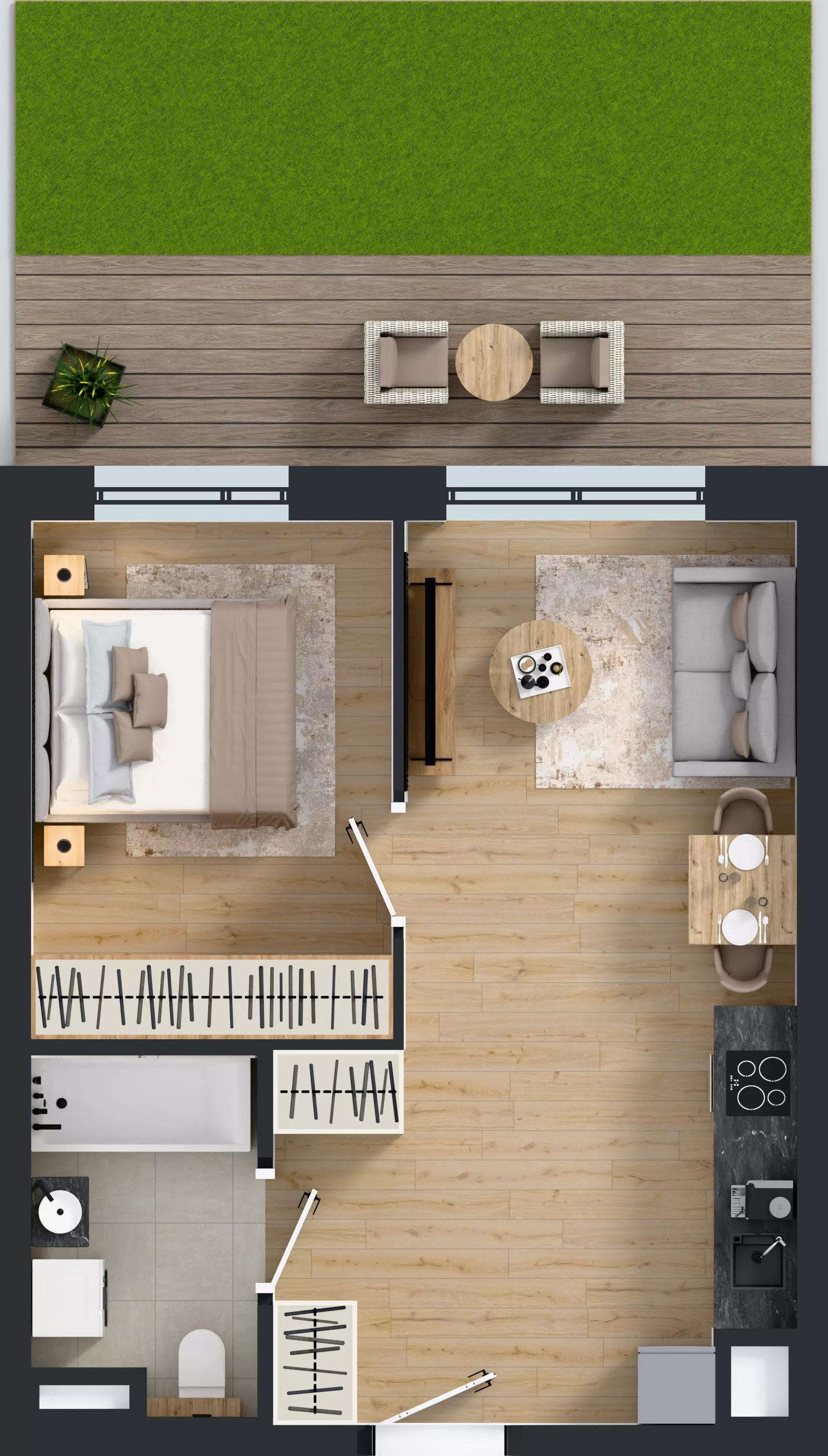 2 pokoje, mieszkanie 38,84 m², parter, oferta nr E/176, Apartamenty Literacka bud. E i F, Warszawa, Bielany, Piaski, ul. Literacka
