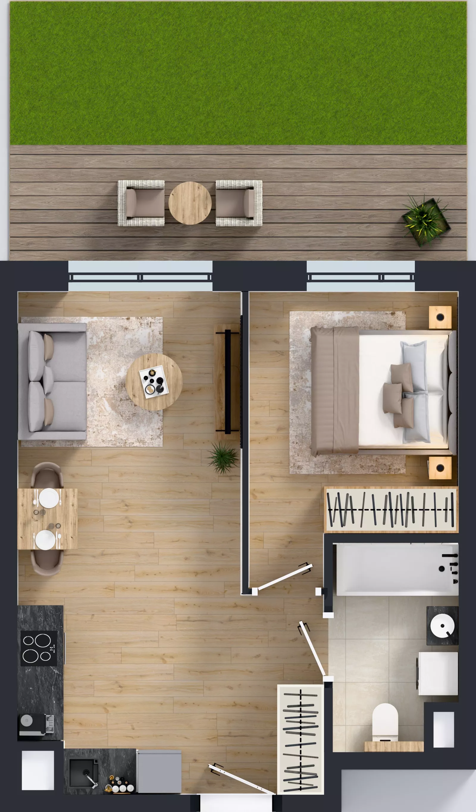 2 pokoje, mieszkanie 39,23 m², parter, oferta nr E/177, Apartamenty Literacka bud. E i F, Warszawa, Bielany, Piaski, ul. Literacka