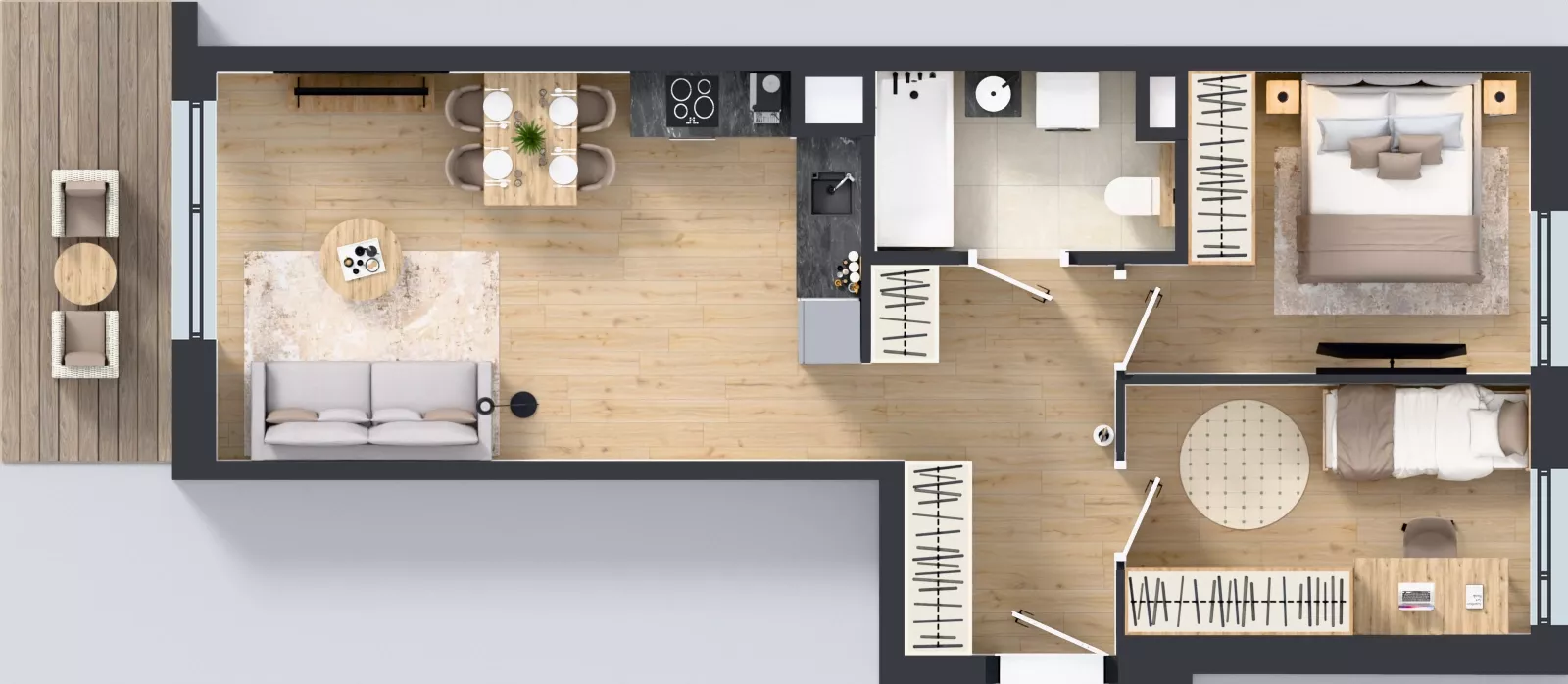 3 pokoje, mieszkanie 55,00 m², piętro 1, oferta nr E/182, Apartamenty Literacka bud. E i F, Warszawa, Bielany, Piaski, ul. Literacka