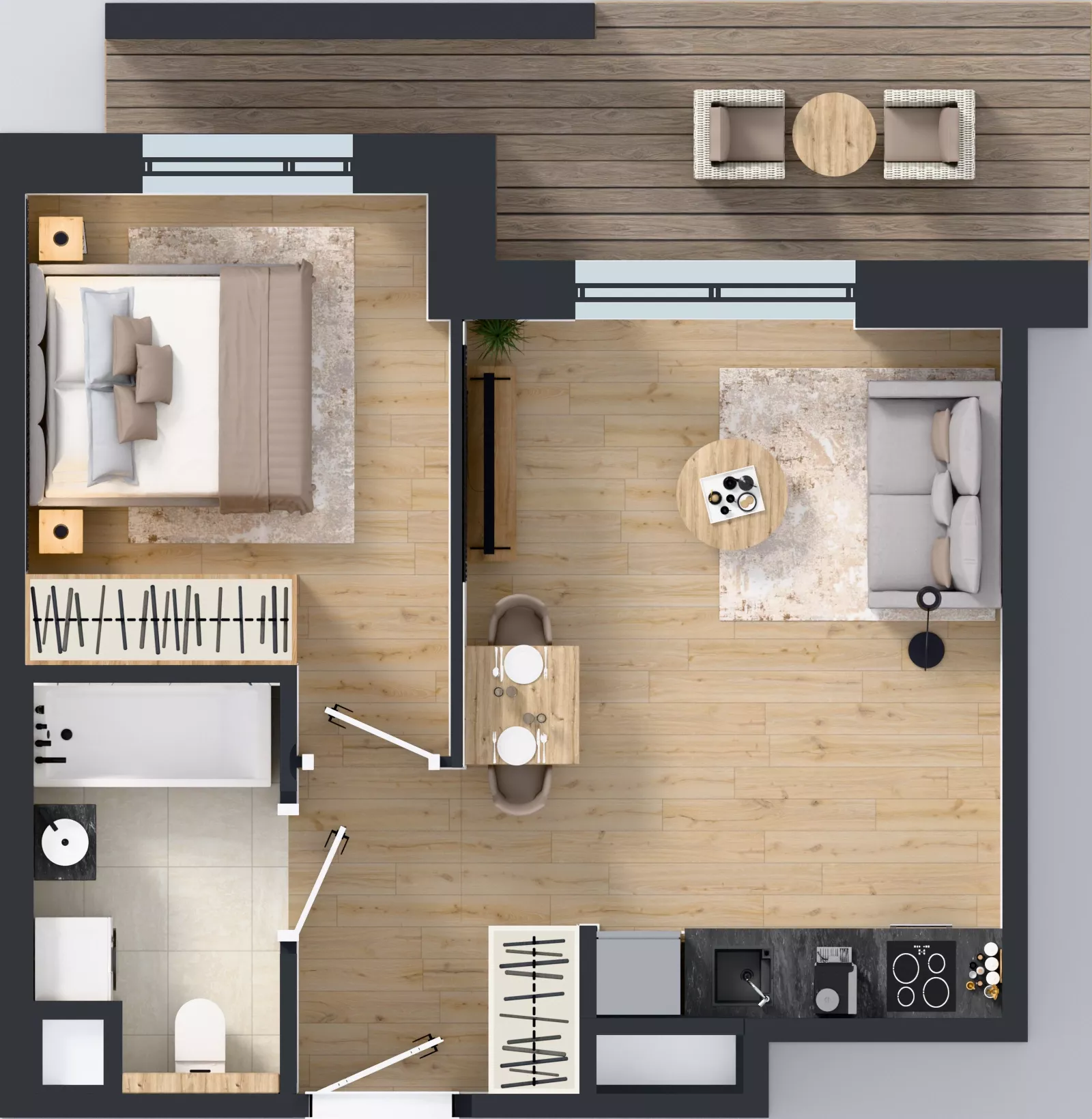 2 pokoje, mieszkanie 37,09 m², piętro 1, oferta nr F/7, Apartamenty Literacka bud. E i F, Warszawa, Bielany, Piaski, ul. Literacka